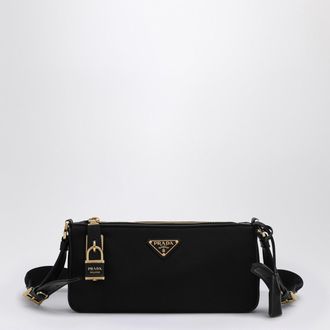 Prada Black Re-Nylon and leather bag with padlock