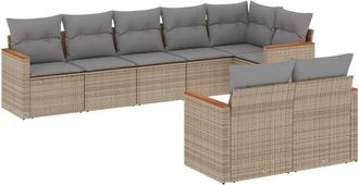 vidaXL Vidaxl - Juego De Sof&aacute;s De Jard&iacute;n Con Cojines Beige 8 Pzas Rat&aacute;n Pe