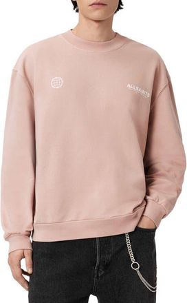 AllSaints Emblem Graphic Sweatshirt in Sunbaked Pink at Nordstrom, Size X-Large