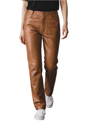 Infinity Leather Womens Tan Lamb Leather 501 Biker Jeans - Sogndal