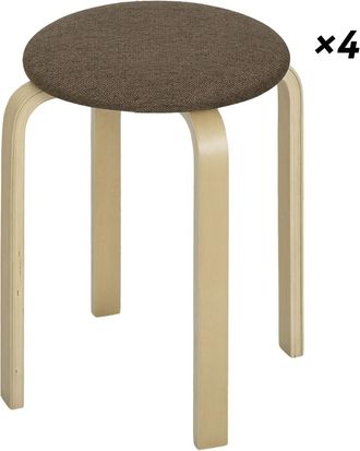 HOMCOM Taburetes apilables 40x40x45 cm marr&oacute;n