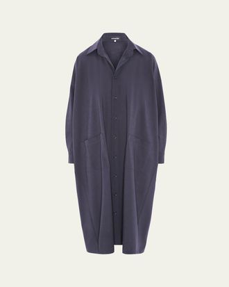 Eskandar Wool Stretch Angle-to-Front Side-Seam Shirtdress
