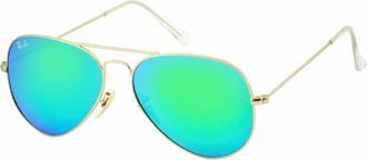 Ray-Ban Mens Aviator Flash Lens Sunglasses In Gold/green