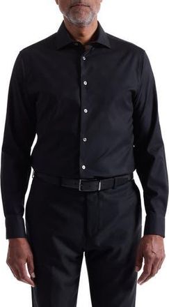 Bugatchi Axel Shaped Fit Jacquard Button-Up Shirt in Black at Nordstrom Rack, Size Xx-Large