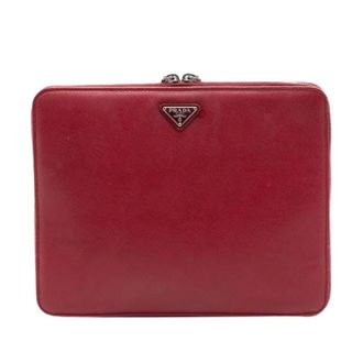 Prada Pre-owned Clutches, female, Red, Size: ONE SIZE Pre-owned Saffiano Clutch