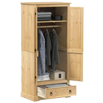 Berkfield Home Wardrobe Corona 76x50x170 cm Solid Wood Pine in Brown | Size: 76 x 50 x 170 cm