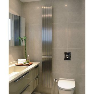 Clifton Vertical Bathroom Flat Radiator 1800mm (H) x 340mm (W) in Metallic Silver
