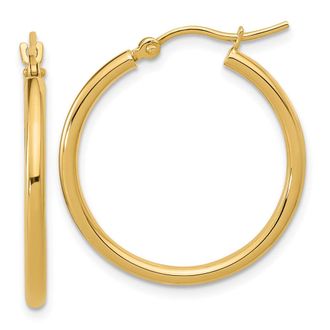 Diamond2Deal 10K Yellow Gold Round Hinged Hoop Earrings