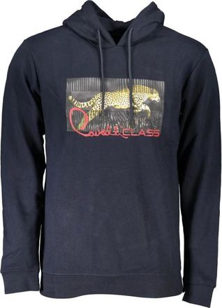 Cavalli Blauwe Katoenen Hoodie voor Mannen - Heren - Hoodies - Blauw - L - Katoen - Hoodies & sweatvesten