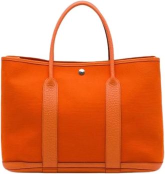 Herm&egrave;s Pre-owned Toile Garden Party 36 - Dames - Vintage Shopper - Oranje - ONE Size - Leer - Vintage