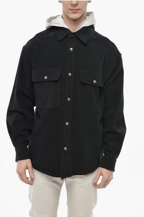 Palm Angels Cotton Cloth Overshirt with Hoodie Detail size 46