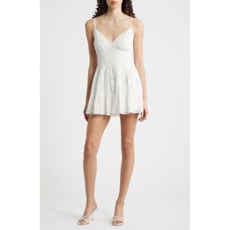 LoveShackFancy Azar Eyelet Lace Minidress in White at Nordstrom, Size Xx-Small