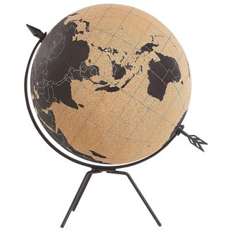 Beliani Beliani - Globo De Mesa Decorativo De Corcho Marr&oacute;n Con Base De Metal Y Flecha 35 Cm Battuta