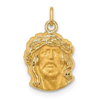Diamond2Deal 14k Yellow Gold Hollow Polished and Satin Small Jesus Medal
