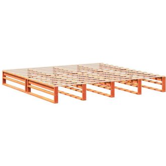 vidaXL Vidaxl - Cama Sin Colch&oacute;n Madera Maciza De Pino Marr&oacute;n Cera 200x200 Cm