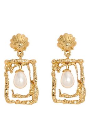 Petit Moments Castaway Faux Pearl Drop Earrings in Gold at Nordstrom