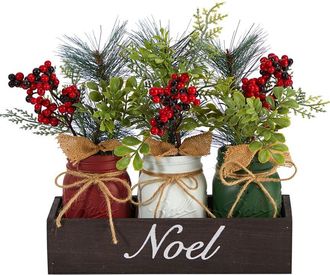 Nearly Natural 12In Holiday Winter Pine And Berries Arrangement