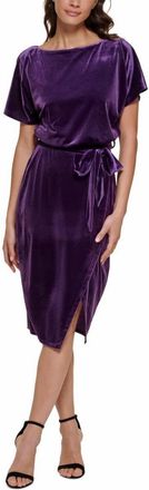 Kensie Womens Velvet Boatneck Midi Dress In Purple