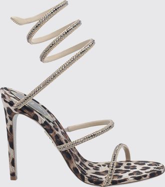 Rene Caovilla Sandali Cleo in raso animalier con cinturino Snake e cristalli