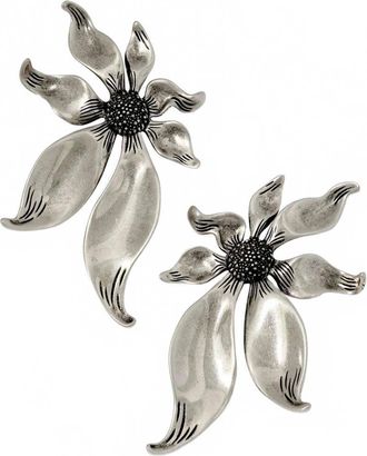 Kendra Scott Womens Anya Flower Statement Earrings In Vintage Rhodium