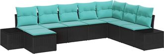 vidaXL Conjunto De Sof&aacute; De Jard&iacute;n 8 Uds. Negro Rat&aacute;n Sint&eacute;tico Vidaxl