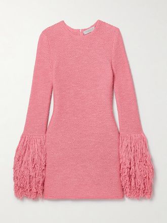 Gabriela Hearst Abito Mini In Misto Cashmere E Seta Con Frange Liam - Rosa