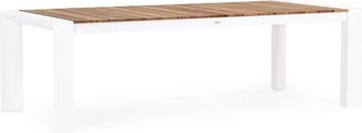 BIZZOTTO Ausziehbarer Xxl Premium Gartentisch Cameron 253-384 x 110 cm - Weiss/Teak