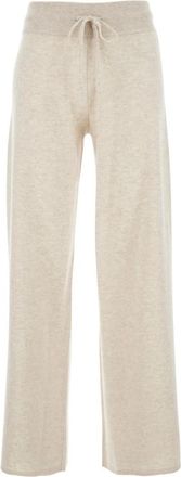 Lisa Yang Kasjmier Elastische Taille Witte Broek - Dames - Sweatpants - Wit - S - Kasjmier - Broeken