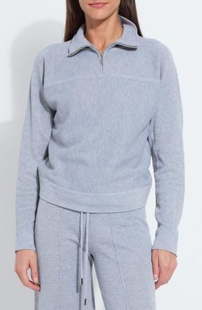 Lyss&eacute; Viola Knit Half Zip Lounge Sweatshirt in Grey Melange at Nordstrom, Size X-Small