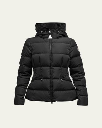 Moncler Avoce Hooded Puffer Jacket with Elastic Belt