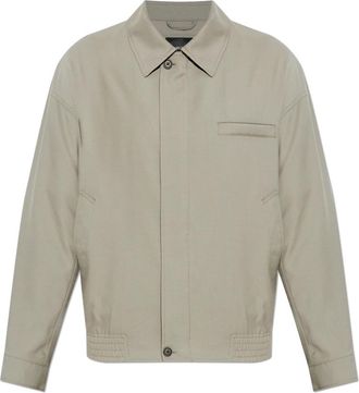 Emporio Armani Jas in micro-getextureerde lichte wol met een visgraatmotief - Heren - Zomerjassen - Grijs - 2XL - Wol - Jassen