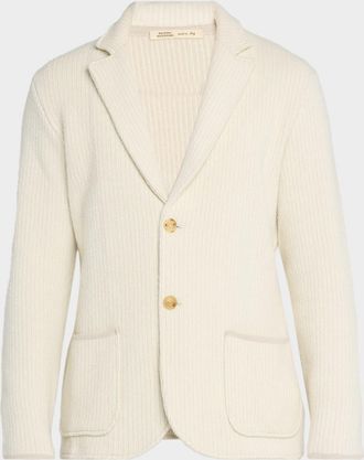 Maurizio Baldassari Mens Wool-Blend Rib Contrast-Trim Cardigan