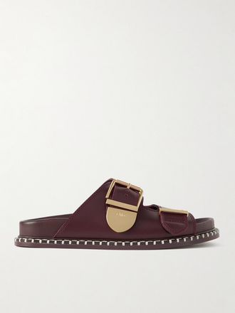 Chlo&eacute; + Net Sustain Slide In Pelle Con Impunture Rebecca - Bordeaux