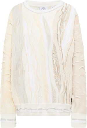 Carlo Colucci Oversize Gebreide Trui - Dames - Ronde hals truien - Wit - M - Katoen - Truien & Vesten