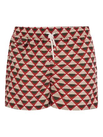 Kiton Zwembroek met geometrische print - Rood