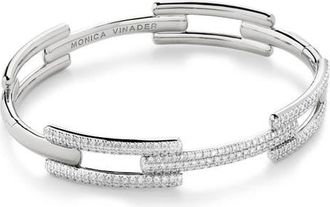 Monica Vinader Lab Created Diamond Hinged Bangle in Sterling Silver at Nordstrom, Size Medium