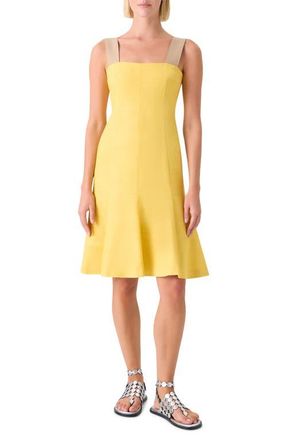 Akris Silk & Cotton Shantung Sundress in Lemon Zing at Nordstrom, Size 12