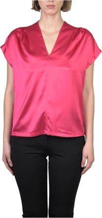 Pinko Breve Satin Blouse - Dames - Blouses - Roze - S - Polyester - Overhemden