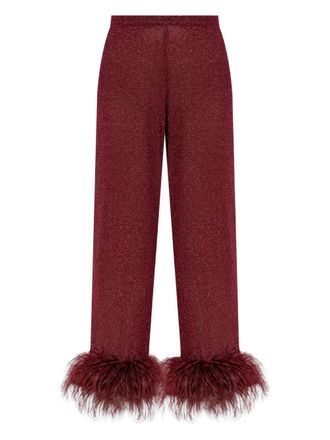 Oséree Plumage feather-trim trousers - Red