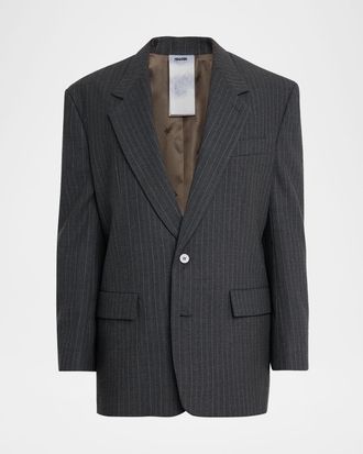 Magliano Mens Pinstripe Wool-Blend Two-Button Jacket