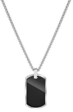 Geoffrey Beene Mens Stainless Steel Dog Tag Pendant Necklace in Black at Nordstrom Rack
