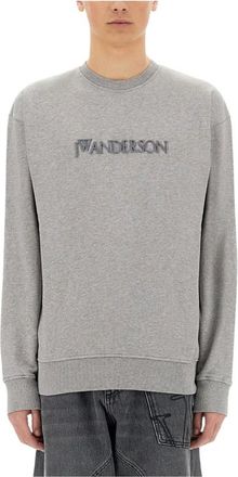 J.W.Anderson Sweatshirt met logoborduursel - Dames - Sweatshirts & Hoodies - Grijs - Maat: S Katoen