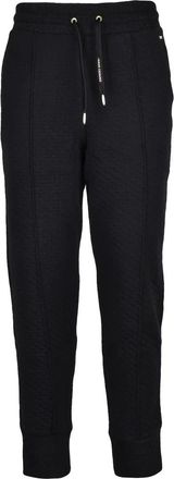 A|X Armani Exchange Cropped Black Trousers with Quilted Texture and Adjustable Fit