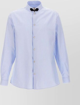 Valentino Garavani striped shirt with stand collar and buttoned cuffs