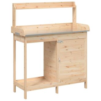 vidaXL Mesa Para Macetas Con Armario Madera De Abeto 110,5x45x124,5 Cm Vidaxl