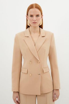 Karen Millen Tailored Doubled Breasted Blazer in Camel at Nordstrom, Size 10