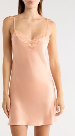 Etam Milky Lace Trim Washable Silk Camisole in Buttercup at Nordstrom, Size X-Large