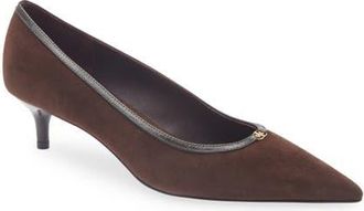 Tory Burch Double T Buckle Kitten Heel Pump in Dark Cocoa/dark Cocoa at Nordstrom, Size 5.5
