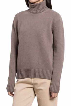 Moorer Cable Knit Turtleneck Sweater In Taupe
