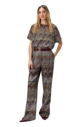 Missoni Wide Leg Pants With Zigzag Pattern in Multicoloured at Nordstrom, Size 42 It